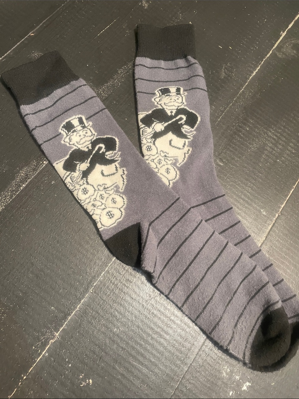Men's Gray Novelty Monopoly Character Dress Socks